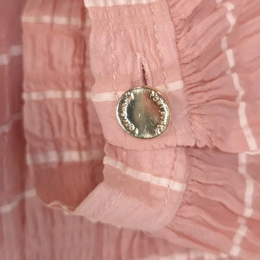 TORY BURCH Women's Top‎ Size 6 SILK Blend Pink Chiffon LS Off Shoulder 13121197